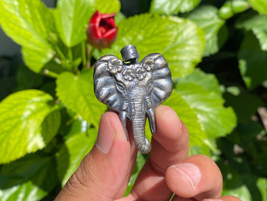 Majestic Elephant Pendant in Brass, Handmade Elephant carved on Brass, Unique elephant Pendant, Unisex Pendant, Hammered design.