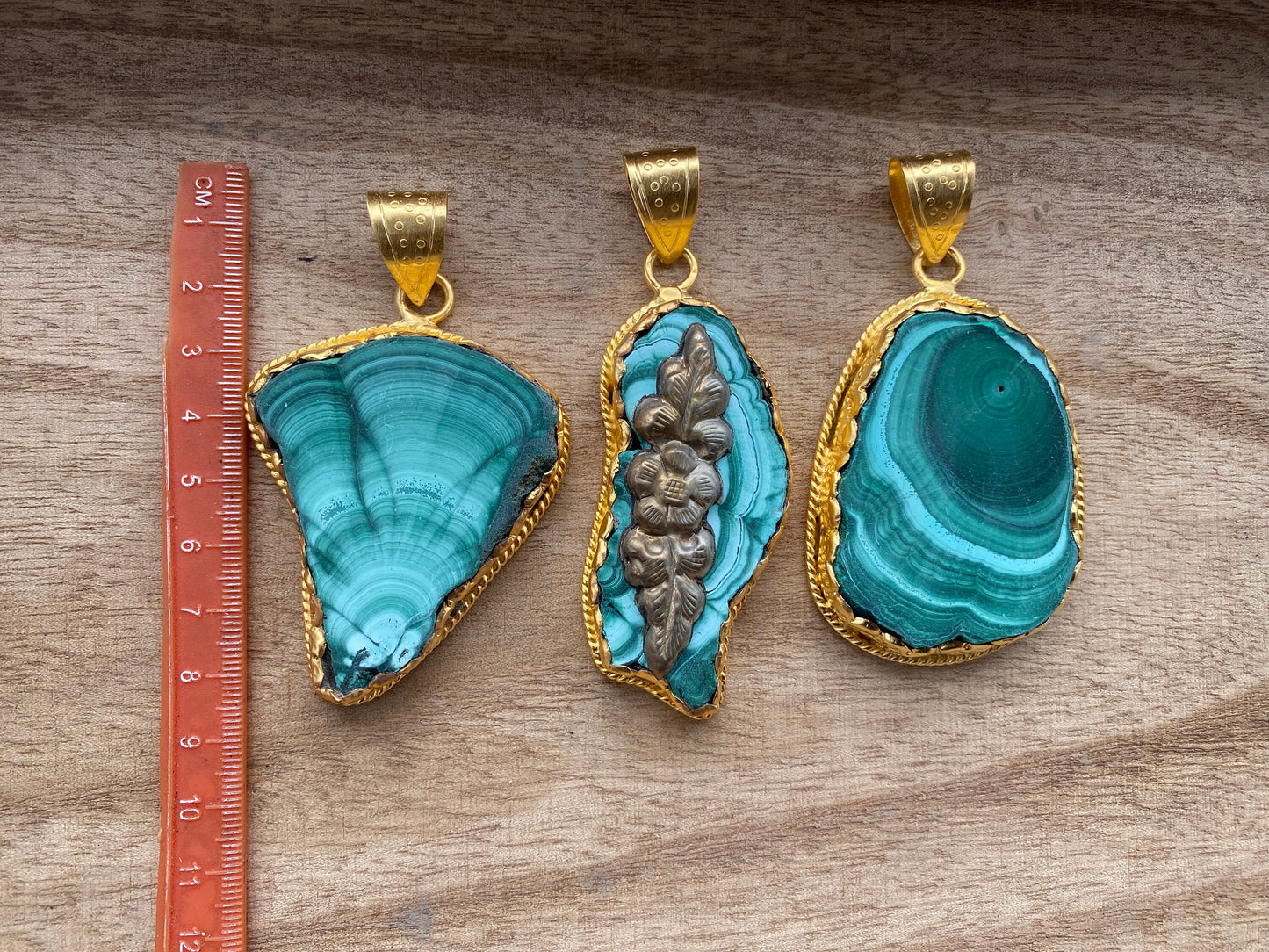 Malachite Pendant, Brushed Gold Overlay, Earthy Elegance, Green Gemstone, Nature-Inspired, Healing Stone, Gem of Transformation, Mineral