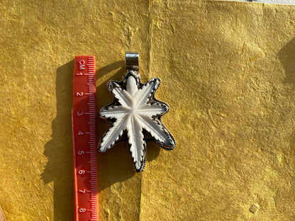 Marijuana Leaf Buffalo Bone Hand Carved Tibetan Silver Pendant, Weed Leaf Locket for Men or Women, Unisex Jewelry, Cannabis Jewelry, Boho