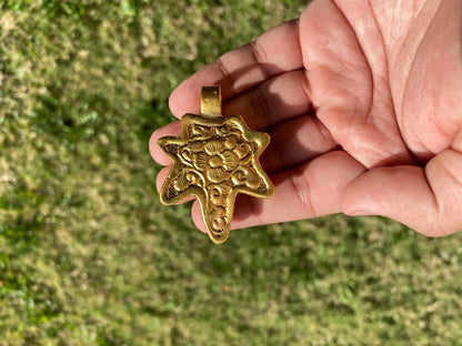 Marijuana Leaf with Peace Sign Buffalo Bone Pendant, Non Tarnish Gold Overlay, Weed Leaf Jewelry, Unisex Jewelry, Cannabis Leaf Jewelry