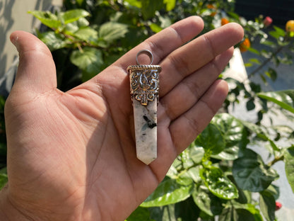 Moonstone Pendant in Hammered Tibetan Silver | Bohemian Charm with Emotional & Spiritual Benefits, Unique Unisex Gift, Birthstone Jewelry
