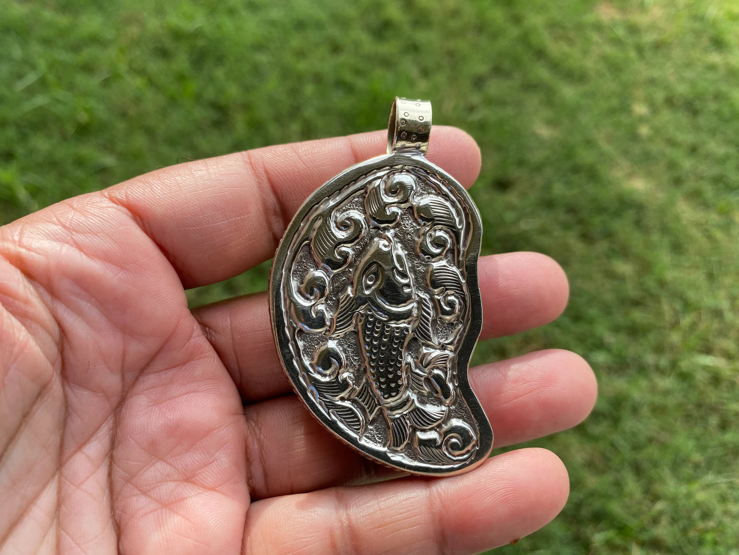 Native American Shaman Amulet Carved Bone Tibetan Silver Pendant, Wolf Goddess, Warrior Pendant, Bone Carved Wolf Pendant for Necklace