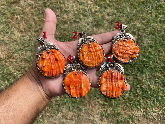 Large Spiny Oyster Shell Tibetan Silver Large Pendant, Native American Style Jewelry, Southwestern, Bohemian Jewelry, , Chunky jewelry