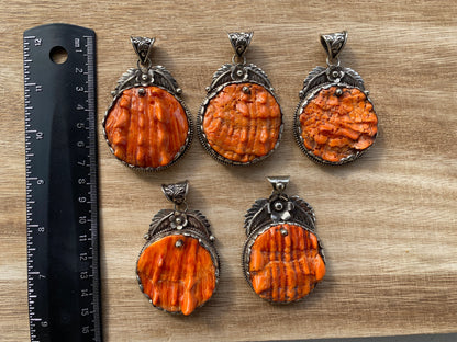 Large Spiny Oyster Shell Tibetan Silver Large Pendant, Native American Style Jewelry, Southwestern, Bohemian Jewelry, , Chunky jewelry