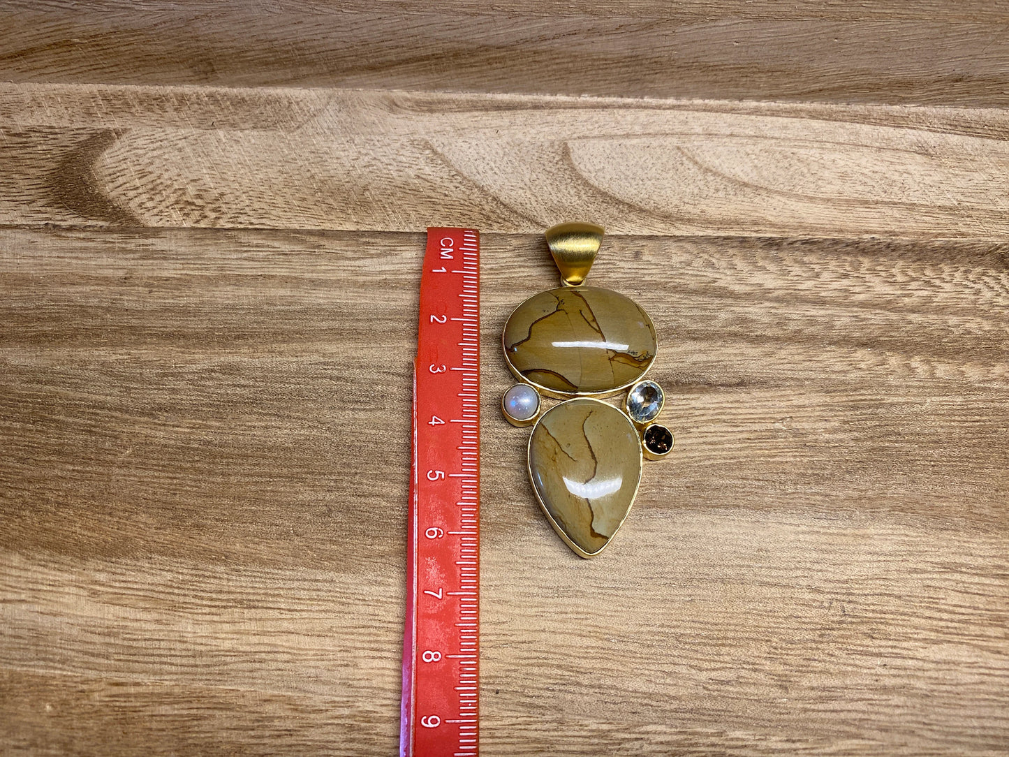 Natural Jasper Pearl Pendant, Faceted Green Amethyst, Smoky Topaz Gemstone, 14K Matte Gold Overlay, Birthstone for Necklace, Wholesale Price