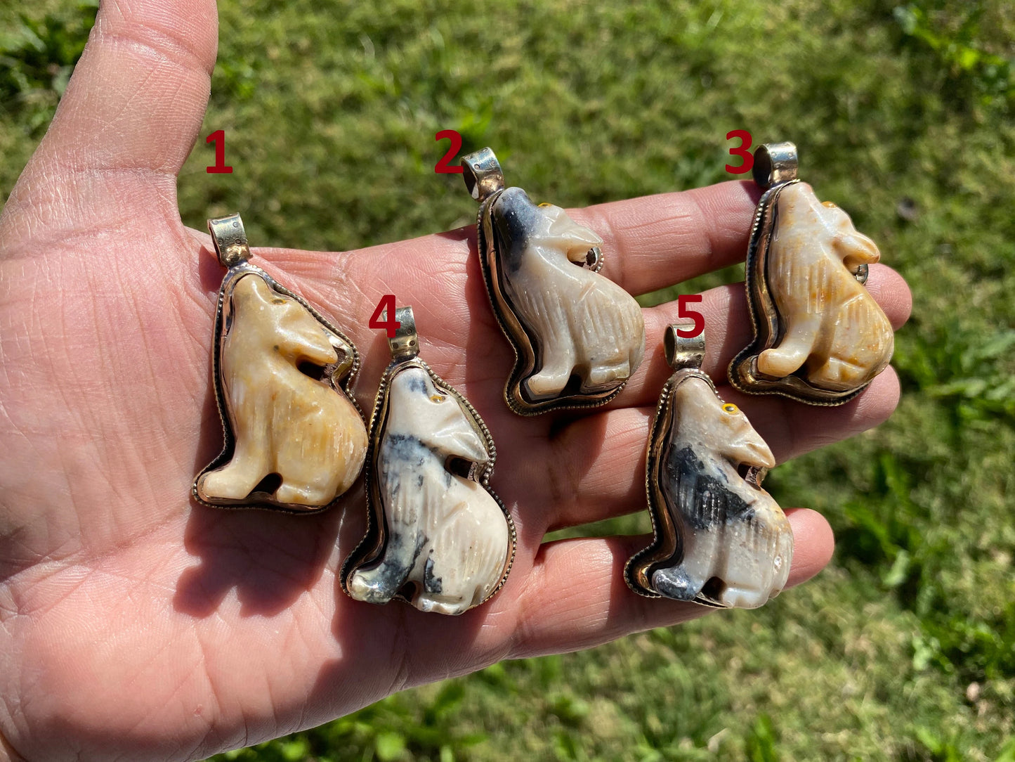 Natural Stone Carved Puppy Dog Figurine Soapstone Tibetan Silver Pendant, Totem Animal Soapstone, Spirit Animal Gift, Animal Lover Jewelry