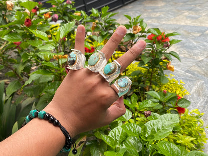 Natural Turquoise Adjustable Ring, Unisex two tone Ring, Gold and silver overlay over Brass, Ring Gift ideas.