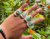 Natural Turquoise Adjustable Ring, Unisex two tone Ring, Gold and silver overlay over Brass, Ring Gift ideas.