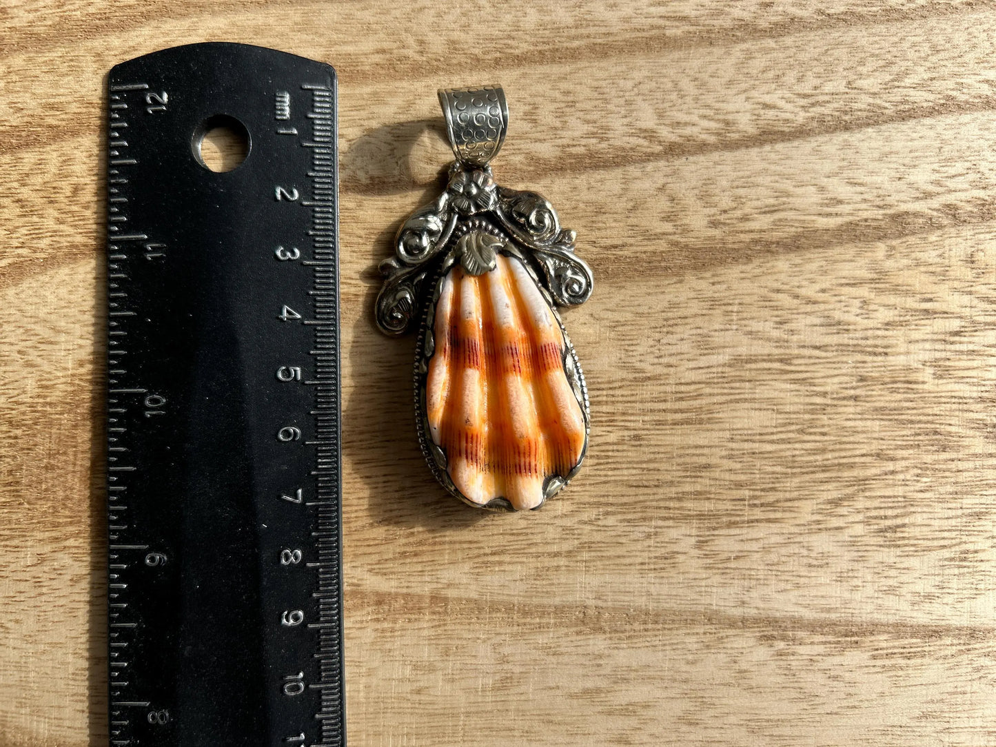 Handcrafted Spiny Oyster Tibetan Silver Pendant, Nature Crafted, Desert Sea Gem, Oceanic Ornament, Ocean Jewel, Ocean Inspired Jewelry