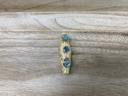Nepal Bead, Abalone/ Emerald/ Ruby/ Citrine/ Blue Sapphire/ Pearl/ Black Onyx, 14K Matte Gold overlay/ Handcrafted Tibetan Bead for Necklace
