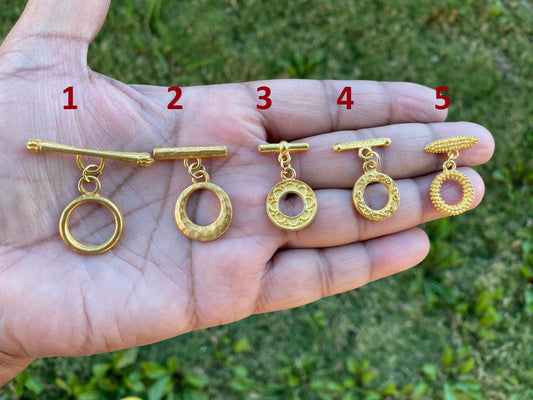 New Classics Toggle, High Quality 18K Brushed Gold Overlay Toggle Clasp, T Bar Fasteners for Necklace, Bracelet Closures, Designer's Toggles