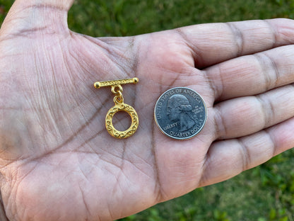 New Classics Toggle, High Quality 18K Brushed Gold Overlay Toggle Clasp, T Bar Fasteners for Necklace, Bracelet Closures, Designer's Toggles