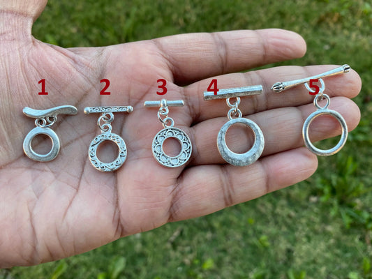New Fancy Toggles, High Quality Brushed Silver Overlay Toggle Clasp, T Bar Fasteners for Necklace, Bracelet Closures, Designer's Toggles