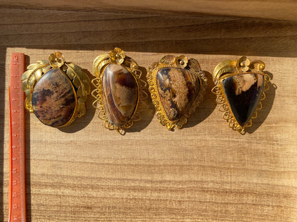 Amber Gemstone Pendant, Non tarnish Brushed Gold Overlay Jewelry, Fossilized Resin, Ancient Treasure, Organic Jewelry, Vintage Allure