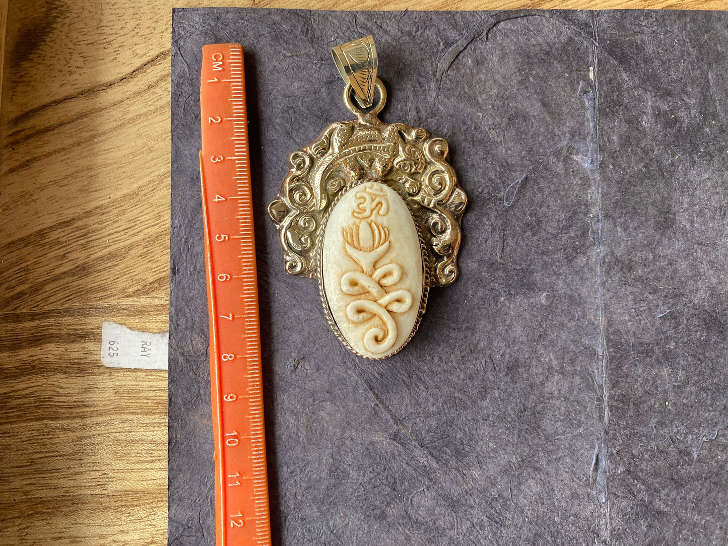 Om with Lotus Hand Carved Buffalo Bone Tibetan Silver Pendant For Men or Women, Yoga Meditation Jewelry, Unisex Chakra Pendant, Mani Mantra