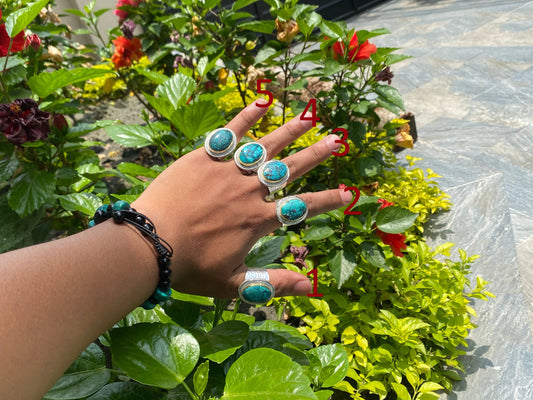 Oval shaped Natural Turquoise Ring, Adjustable two tone Ring, Handmade Ring, Hammered Ring, Gift for her.