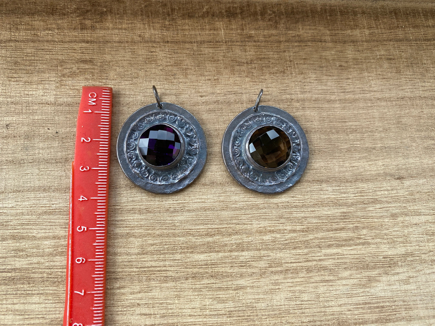 Oxidize Brass Small Pendant, Faceted Amethyst or Smoky Topaz Gemstone Pendant, for Earring/Necklace, Handmade in Nepal, Unique Boho Jewelry