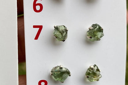 Raw Natural Peridot Gemstone Sterling Silver Stud Earrings, Peridot Earrings, Prong Stud Earring, August Birthstone, Ear Stud, Bridesmaid