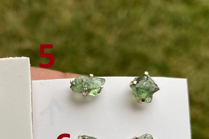 Raw Natural Peridot Gemstone Sterling Silver Stud Earrings, Peridot Earrings, Prong Stud Earring, August Birthstone, Ear Stud, Bridesmaid