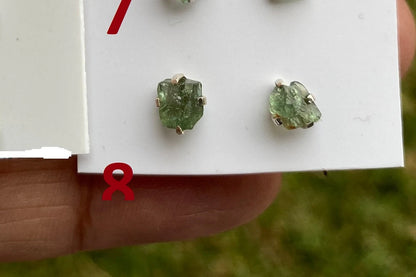 Raw Natural Peridot Gemstone Sterling Silver Stud Earrings, Peridot Earrings, Prong Stud Earring, August Birthstone, Ear Stud, Bridesmaid