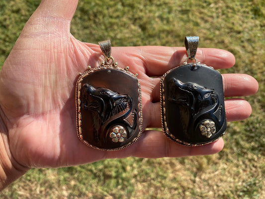 Pet Memorial Tibetan Silver Pendant, Black Obsidian, For Dog Lovers, Pet Memorial Gift, Gift for Pet Lover, Elegant Jewelry, Dog Mom Gift
