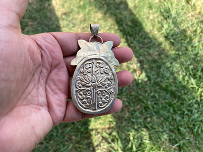 Pisces Zodiac Symbol Tibetan Silver Pendant, Stabilized Turquoise Color, Fish Symbol, Birth Sign, Horoscope Inspired, Astrology Jewelry