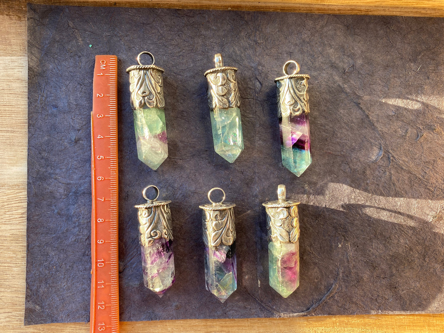 Pointed Fluorite Sterling Silver Pendant, Natural Green Gemstone, Healing Balance Pendant for Necklace, Meditation Grounding Calming Pendant