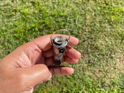 Pointed Fluorite Tibetan Silver Pendant, High-Quality Gemstone Jewelry, Crystal Point Bohemian Necklace, Metaphysical Fluorite Pendant