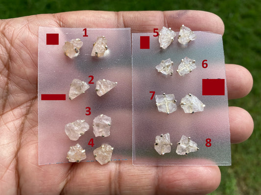 Morganite Gemstone Stud Earrings, Sterling Silver, Prong Earring, Natural Stone Stud Earring, Raugh Gemstone Stud Earring, Christmas Gift