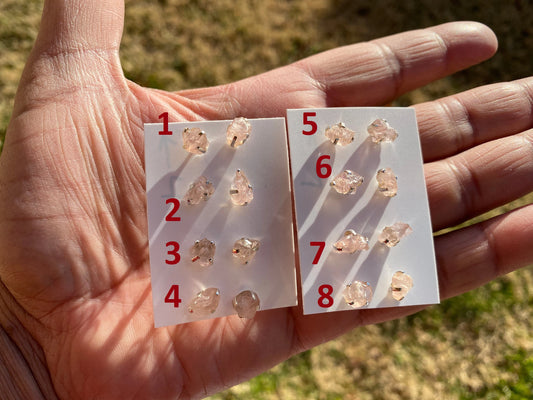Raw Natural Morganite Gemstone Stud Earrings, Sterling Silver, Rough Morganite Stud Earrings, Morganite Jewelry, Prong Earring, Post Earring