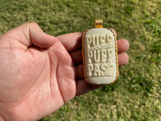 Puff Puff Pass Bone Gold Pendant, Funny Pendant, Unique Jewelry, Non Tarnish Gold Overlay Jewelry, For Weed Lovers, Stoner Gifts, Weed Gifts