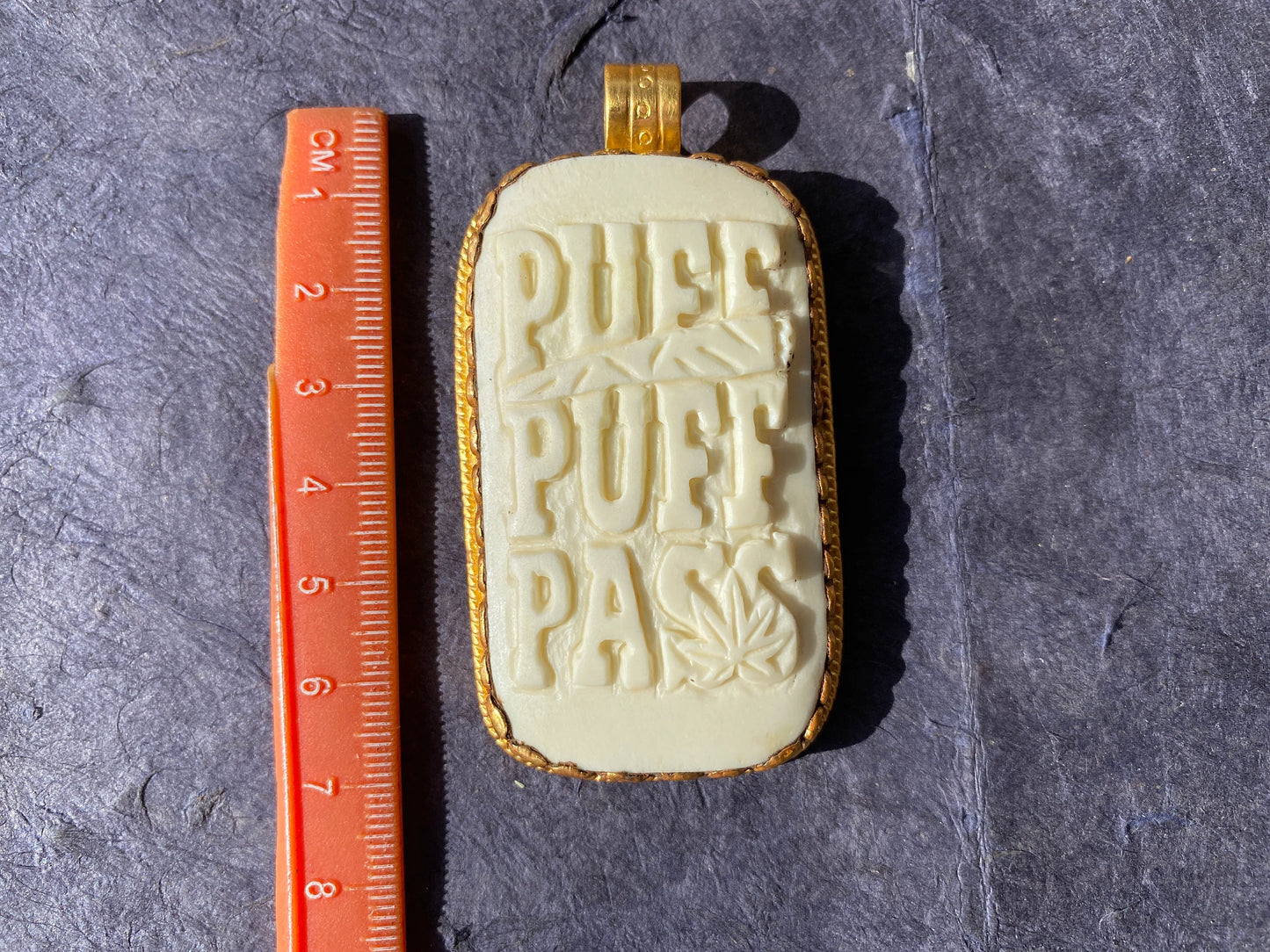 Puff Puff Pass Bone Gold Pendant, Funny Pendant, Unique Jewelry, Non Tarnish Gold Overlay Jewelry, For Weed Lovers, Stoner Gifts, Weed Gifts