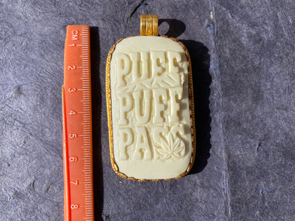 Puff Puff Pass Bone Gold Pendant, Funny Pendant, Unique Jewelry, Non Tarnish Gold Overlay Jewelry, For Weed Lovers, Stoner Gifts, Weed Gifts
