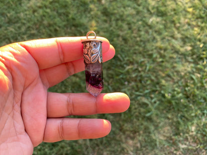 Rainbow Fluorite Crystal Point Sterling Silver Pendant, Healing Point Crystal, Fluorite Gemstone Point, Rainbow Fluorite, Tibetan Pendant