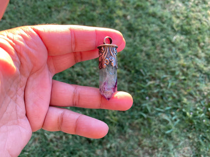 Rainbow Fluorite Crystal Point Sterling Silver Pendant, Healing Point Crystal, Fluorite Gemstone Point, Rainbow Fluorite, Tibetan Pendant