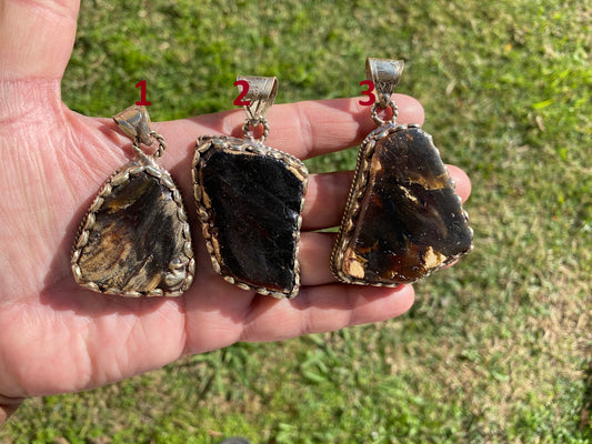 Raw Amber Slab Tibetan Silver Pendant, Natural History Inspired Jewelry, Amber Healing Properties Jewelry, Earthy Bohemian Jewelry, Boho