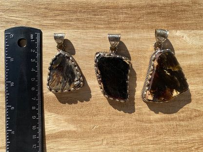 Raw Amber Slab Tibetan Silver Pendant, Natural History Inspired Jewelry, Amber Healing Properties Jewelry, Earthy Bohemian Jewelry, Boho