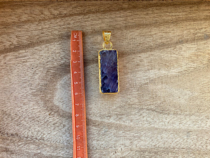 Raw Amethyst Brushed Gold Overlay Pendant, Non Tarnish, Purple Stone Jewelry, Natural Crystal, Raw Amethyst Pendant, Handcrafted Ring