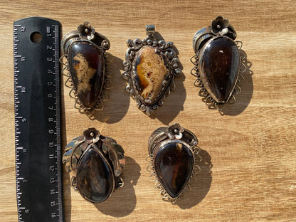 Raw Baltic Amber Tibetan Silver Pendant, Fossilized Amber Jewelry, Ancient Style Amber Pendant, Earthy Bohemian Jewelry, Amber Jewelry Gift