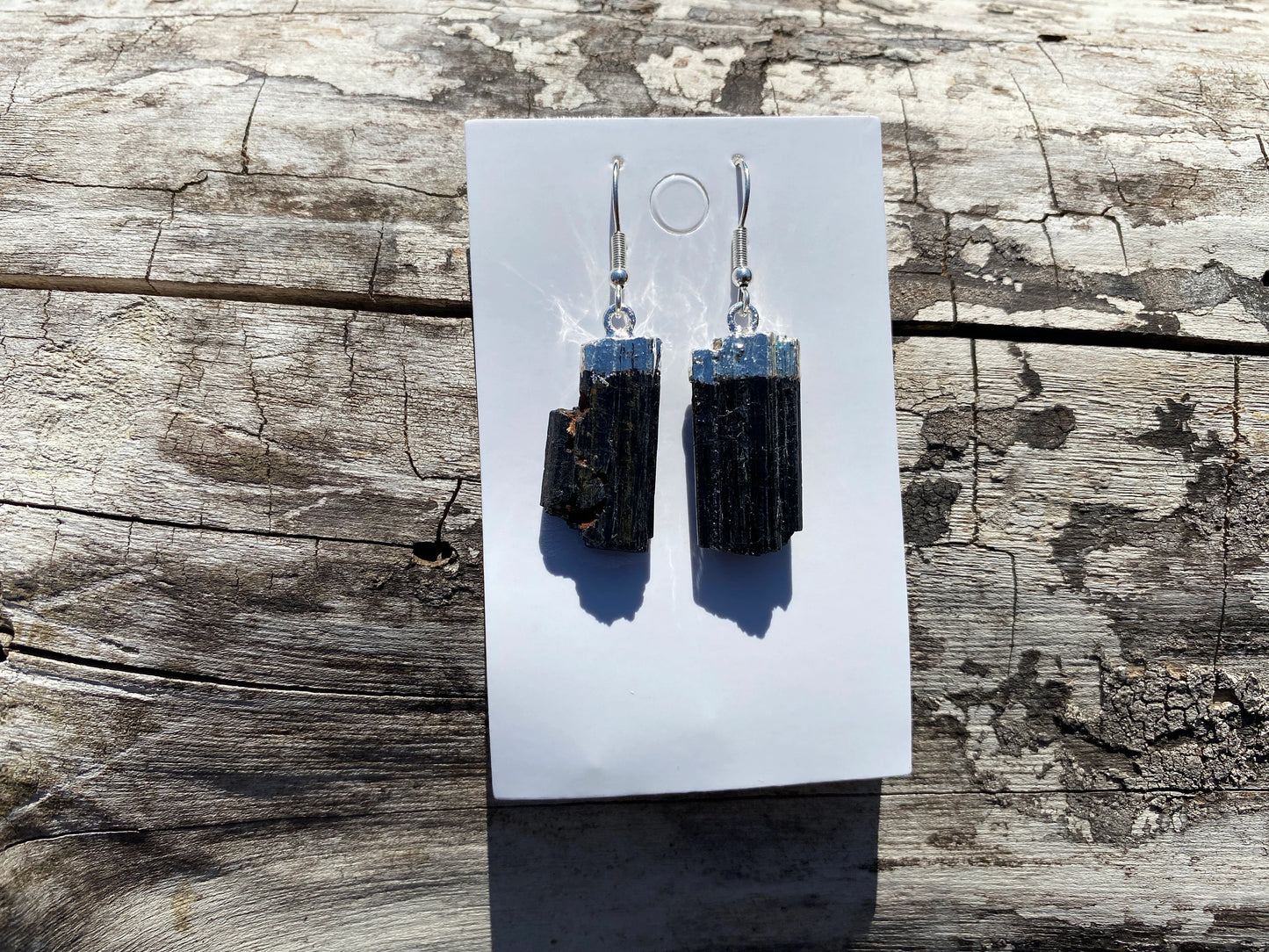 Raw Black Tourmaline Earrings, Silver Electroplated, Raw Gemstone Earrings, Dangle Earring, Gifts for Mom, Mothers Day Gift, Healing Crystal