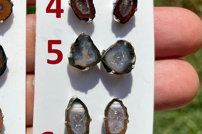 Raw Geode Sterling Silver Studs, Geode Crystal Ear Stud, Raw Crystal Prong Earrings, Tabasco Geode Post Earring, Druzy Earring, Light Weight