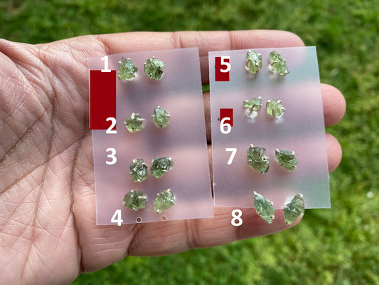 Raw Green Apatite Gemstone Stud Earring, 92.5 Sterling Silver, Raw Natural Stone, Energy Protection Jewelry, Handmade Earring, Birthday Gift