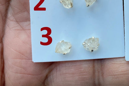 Raw Herkimer Diamond Sterling Silver Stud Earring, Elegant, Dainty, Stylish Natural Gemstone, Raw Prong Set Stud Earring, April Birthstone