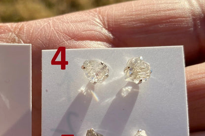 Raw Herkimer Diamond Sterling Silver Stud Earring, Elegant, Dainty, Stylish Natural Gemstone, Raw Prong Set Stud Earring, April Birthstone