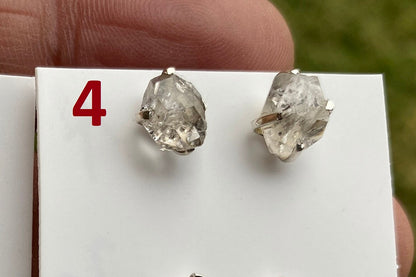 Raw Herkimer Diamond Stud Earring, 92.5 Sterling Silver Ear Stud, Healing Crystal Earring, Natural Gemstone Jewelry, Christmas Gift for Wife