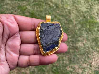 Raw Labradorite Natural Stone, Non Tarnish Brushed Gold Overlay, Natural Stone Jewelry, Natural Beauty, Grounding Gem, Unique Jewelry