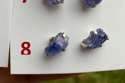 Raw Lapis Lazuli Gemstone Stud Earring, 92.5 Sterling Silver, Raw Natural Stone, Energy, Protection Jewelry, Handmade Earring, Birthday Gift