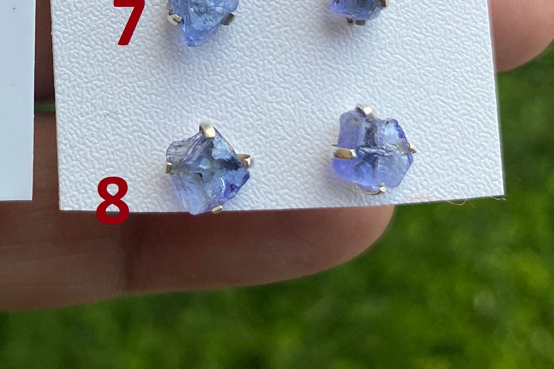 Raw Lapis Lazuli Natural Gemstone Stud Earrings, 92.5 Sterling Silver, Raw Natural Energy Stone, Protection Jewelry, Birthday Gift