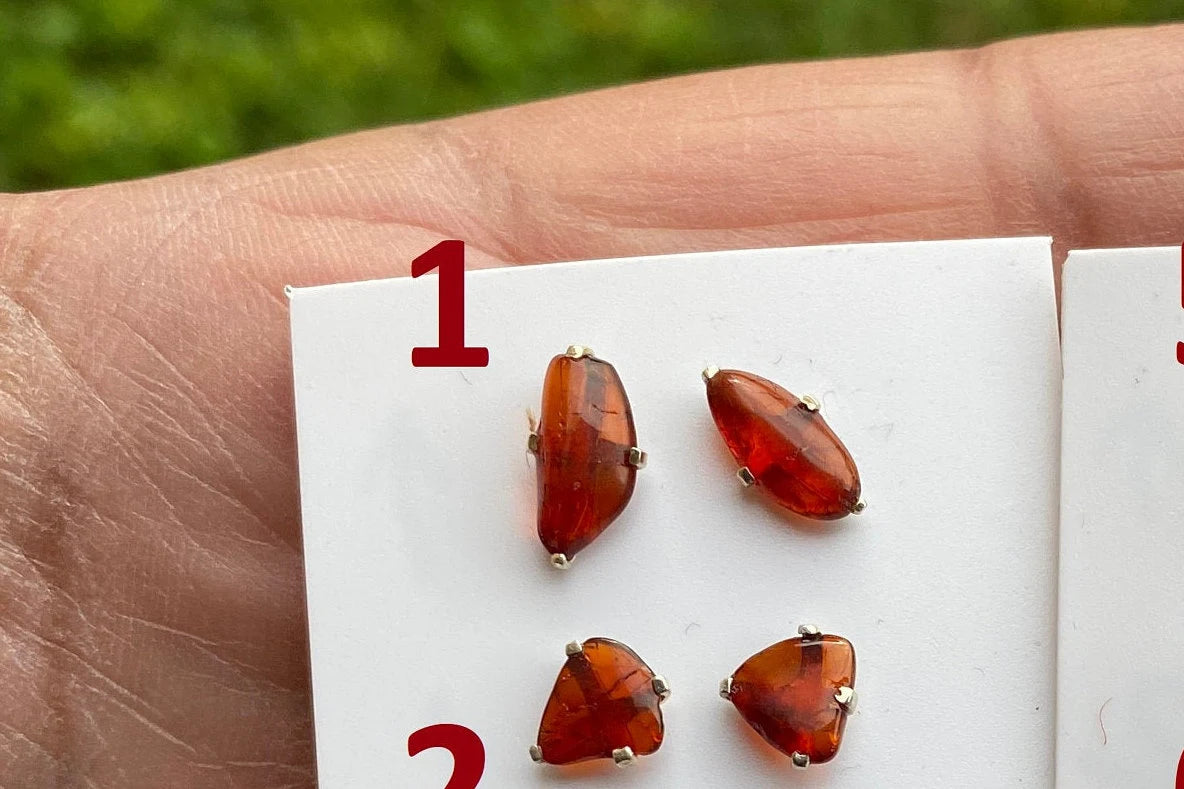 Raw Natural Amber Studs Earrings, 92.5 Sterling Silver Earrings, Rough Amber Sterling Silver Earring, Raw Sunstone Earring, Prong Stud