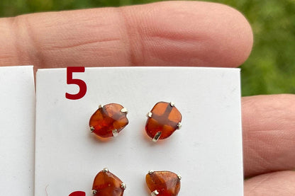 Raw Natural Amber Studs Earrings, 92.5 Sterling Silver Earrings, Rough Amber Sterling Silver Earring, Raw Sunstone Earring, Prong Stud